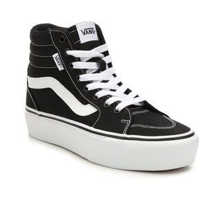 Women’s 8.5 black vans platform high top shoes. Brand new in box, never worn.